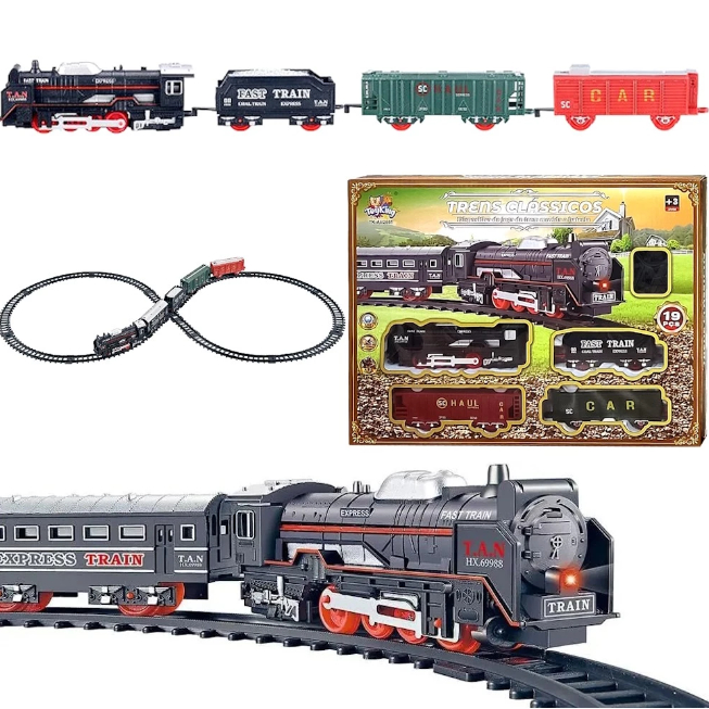 Trem De Brinquedo Ferrorama Clássic Train Luz Infantil Trenzinho Elétrico Vagões Locomotiva