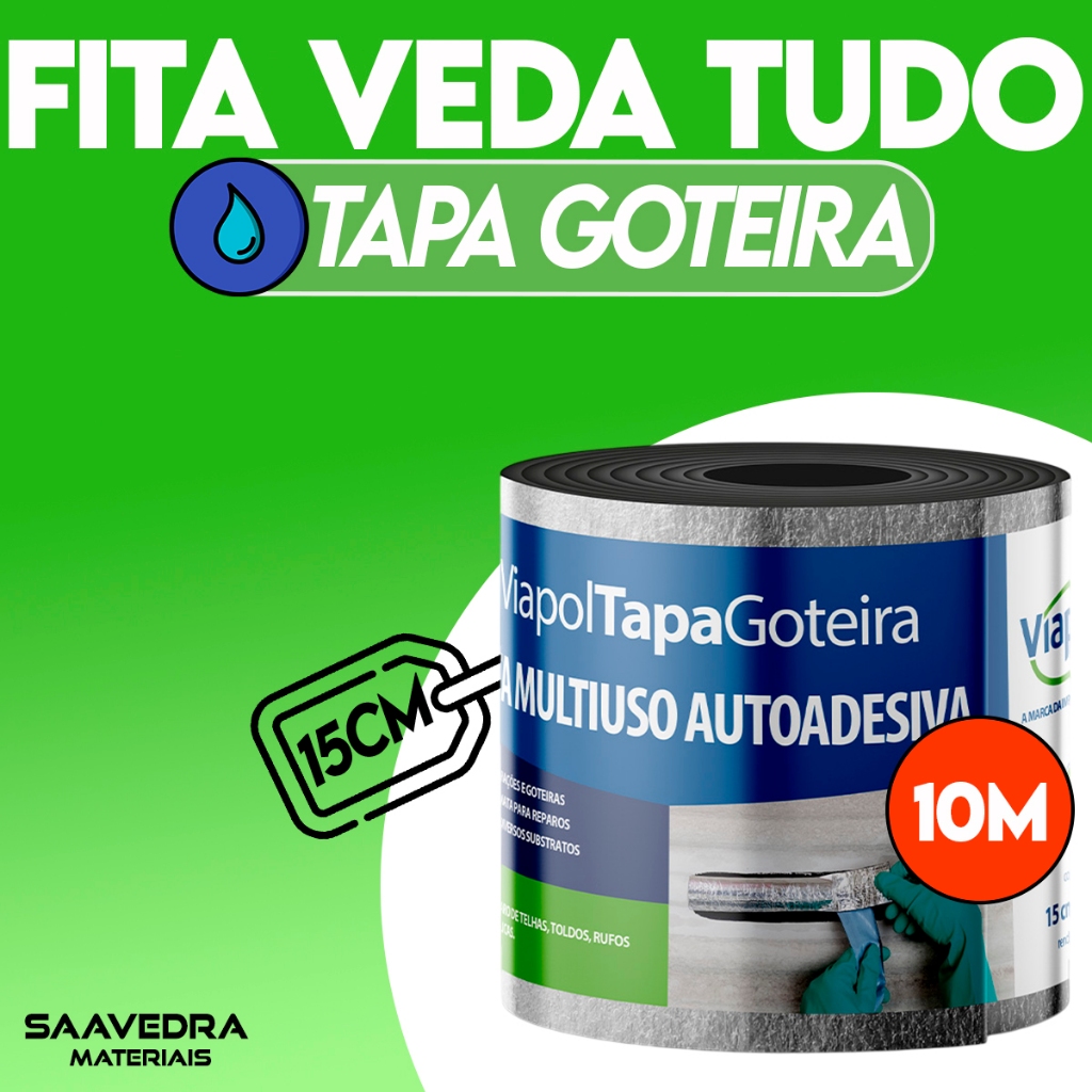 Fita Veda Tudo Tampa Furo Telhas Calhas Cumeeira Rufo Caixa 15cm x 10m