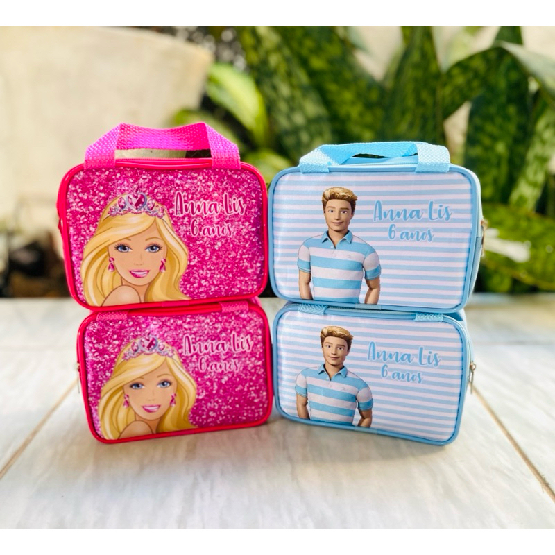 Bolsinha Barbie e Ken Personalizada Com Nome e Idade - Lembrancinha de aniversário - Maleta - Necessarie