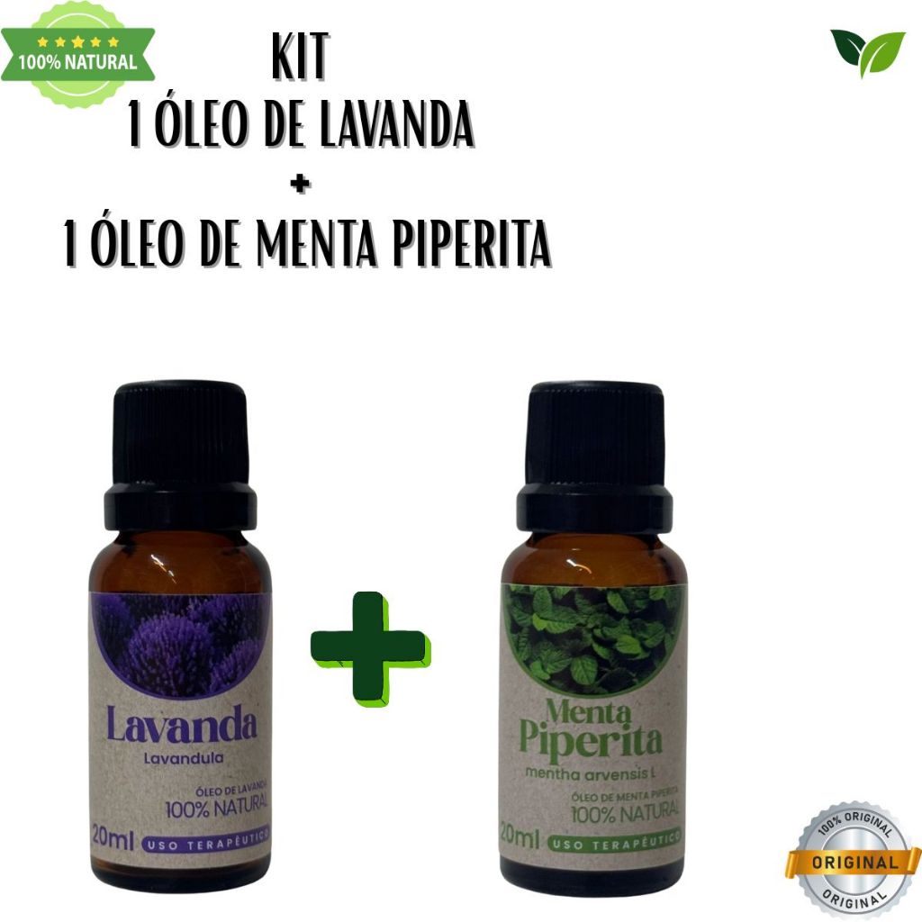 kit 1 oleo de menta piperita + 1 oleo de lavanda 20 ml