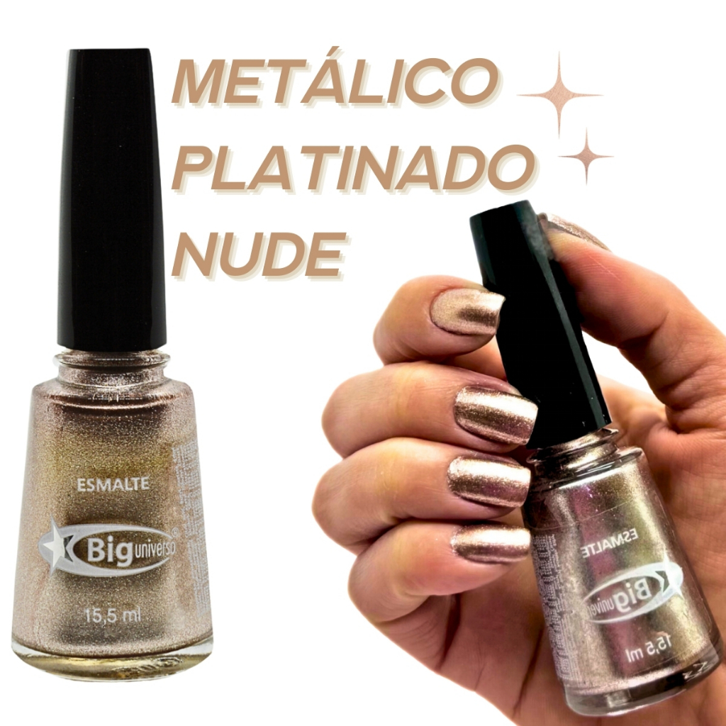 Esmalte Metálico Nude Platinado 15,5mL - Big Universo