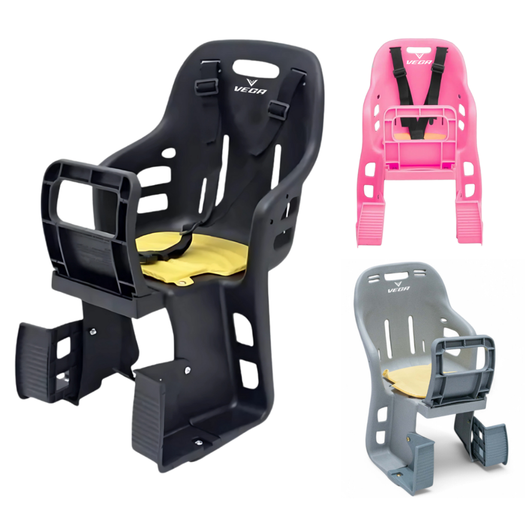 Cadeirinha Para Bike Bagageiro Traseira Com Cinto E Apoio Pé Cor Cinza e Preto - Sports & Outdoors