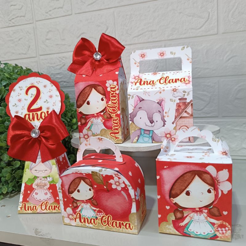 kit festa chapeuzinho vermelho aquarela/ caixas personalizadas chapeuzinho vermelho/lembrancinhas para aniversário