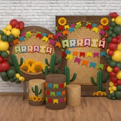 Capas e Painéis Decoração Para Festa Junina Arraiá Sublimada Veste Fácil