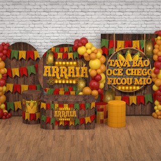 Capas e Painéis de Festa Decoração Festa Junina Arraiá Tradicional Sublimada Veste Fácil