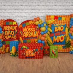 Decoração para Festa Junina: Capas e Painéis de Festa Arraiá Xadrez Sublimada Veste Fácil