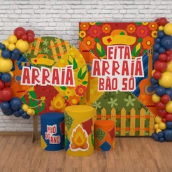 Decoração Para Festa Junina: Capas e Painéis de Arraiá Retalho Sublimada Veste Fácil