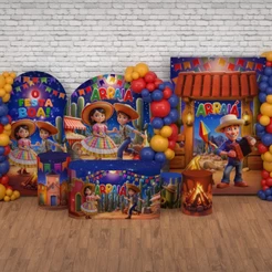 Decoração para Festa Junina: Capas e Painéis de Festa Arraiá Festa Caipira Sublimada Veste Fácil