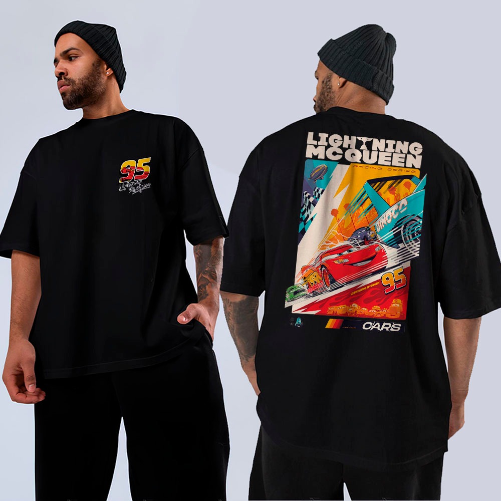 Camiseta Básica Ou Oversized Carros McQueen Lightning Arte 95 Moda Estilosa Unissex em Oferta na Shopee