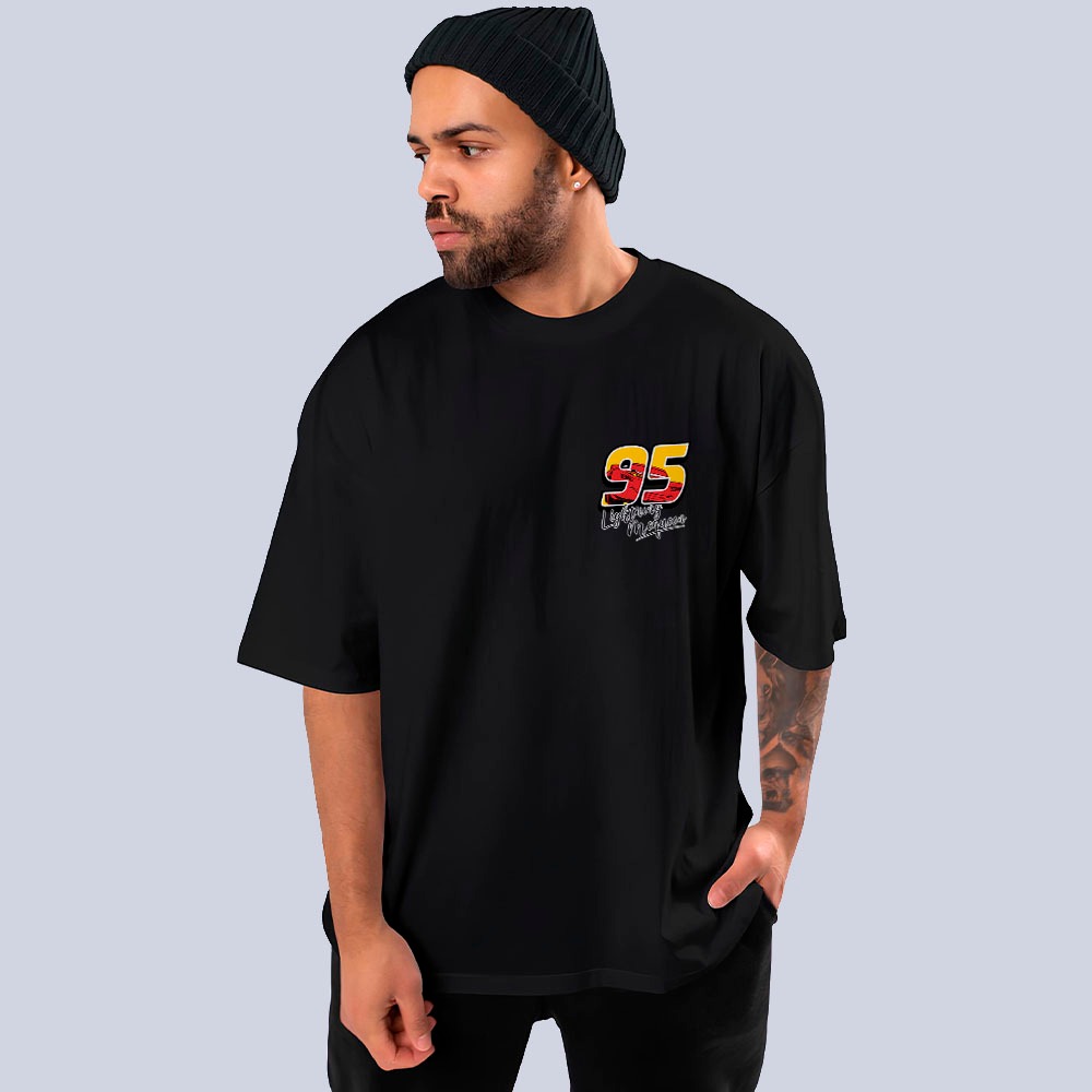 Camiseta Básica Ou Oversized Carros McQueen Lightning Arte 95 Moda Estilosa Unissex