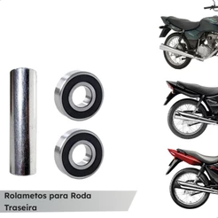 Kit Espaçador com Rolamentos Traseira para todas as Cg's Titan Fan Cargo 125 150 160 de 1983 a 2024