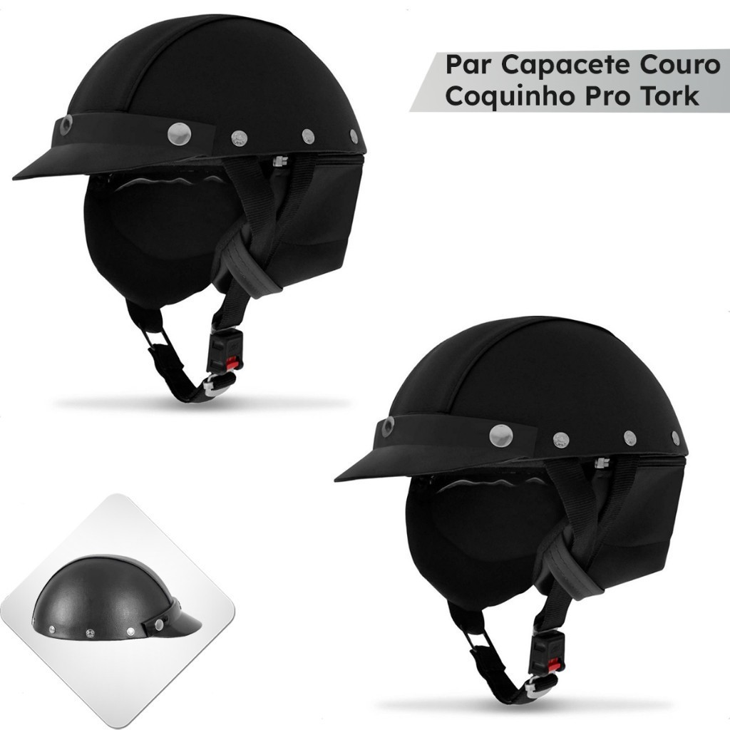 Par Capacete Couro Coquinho Pro Tork Custom Bike Moto