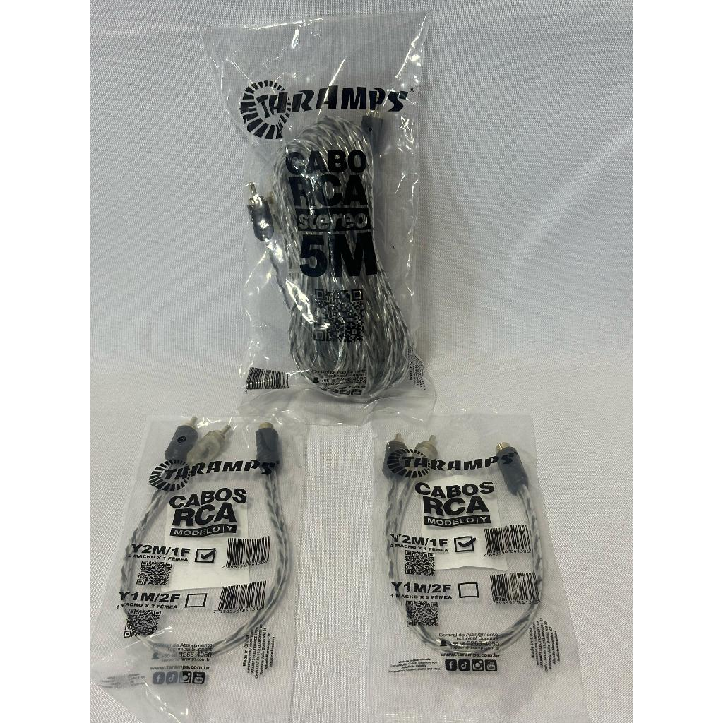 Kit Cabo Rca 5 Metros Taramps + 2 Cabo Y 2-Macho 1-Fêmea em Oferta na Shopee