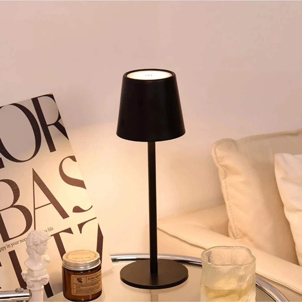 Ref: 8005 Luminária Abajur Touch Mesa Led Dimerizável S/ Fio Recarregável Bivolt Só Preto