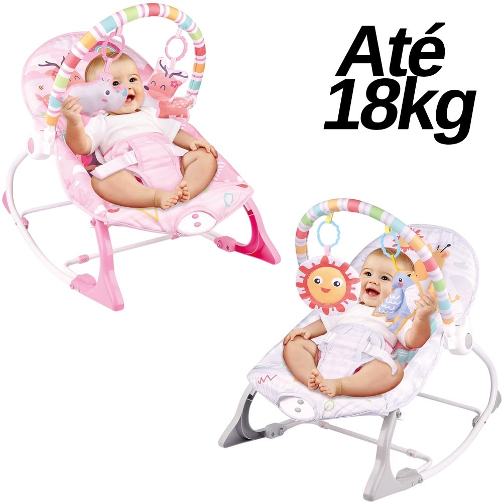 Cadeira de Bebê Balanço Musical Vibratória Descanso Reclinável 18kg Alimentação Confortável Segura