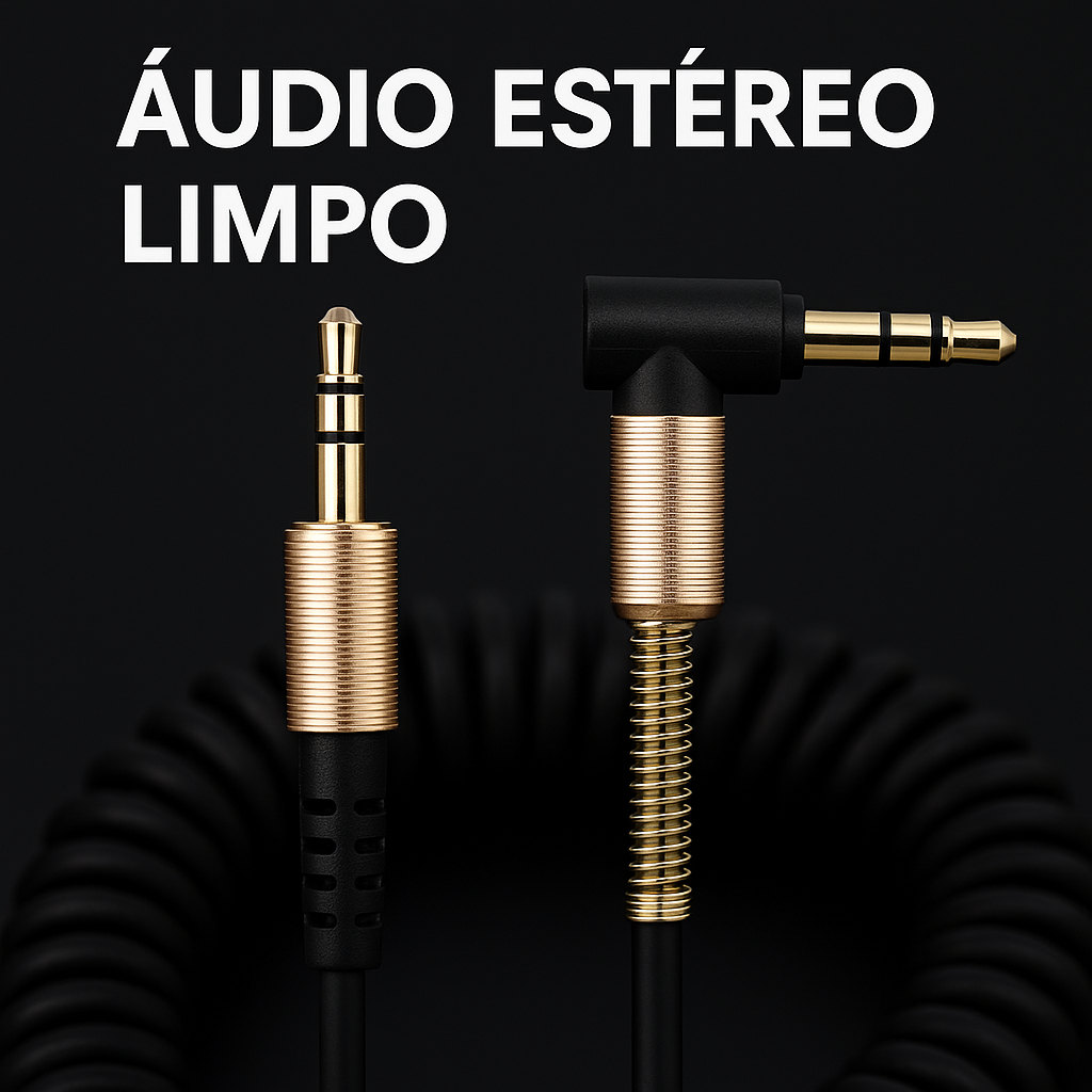 Cabo Auxiliar P2 1,8m Aúdio Espiral Original P2 para P2