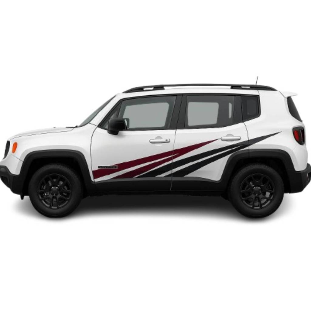 Faixa Renegade Sport Adesivo Lateral Preto E Vinho - Adesivo Laminado - Compatível