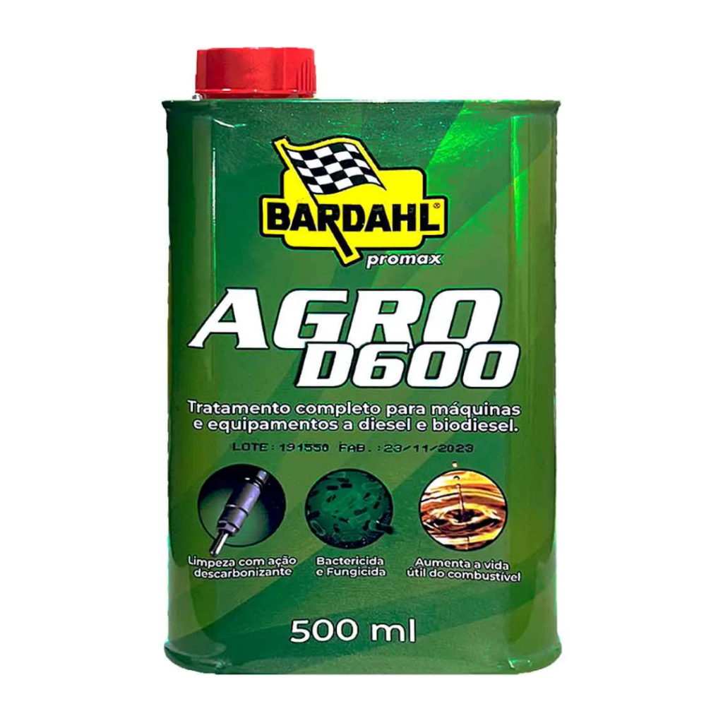 Bardahl Agroprotetivo D600 500ml Proteção Motor Diesel Biodiesel Bactericida Descarbonizante