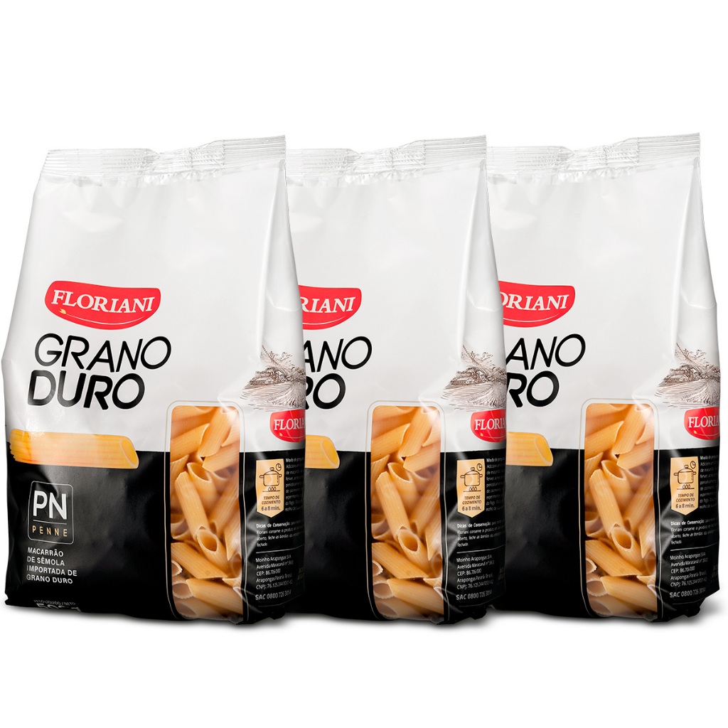 Kit 3un Macarrão Floriani Grano Duro Semola Penne 500gr em Oferta na Shopee
