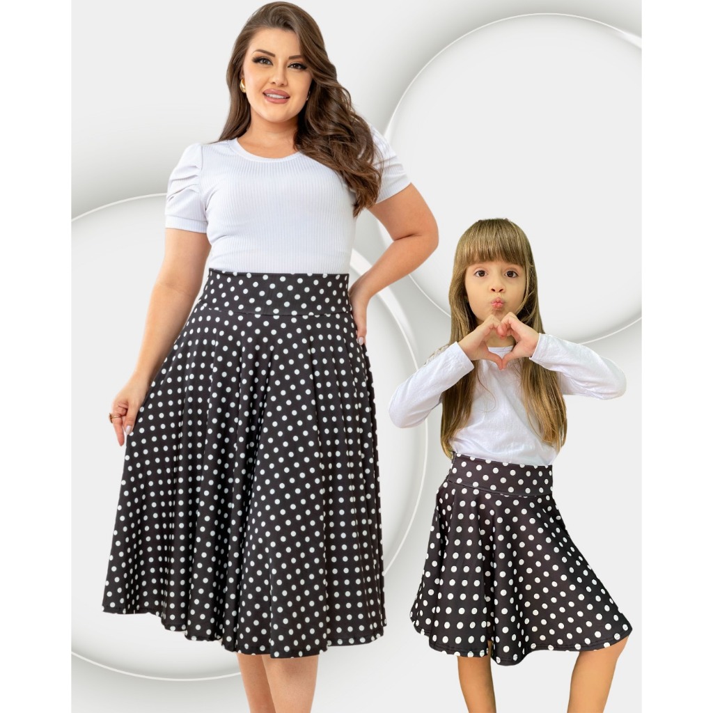 KIT MÃE E FILHA SAIA PÓA PRETA