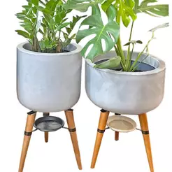 Kit 2 Vasos Para Planta e Decoração com Tripé de Madeira