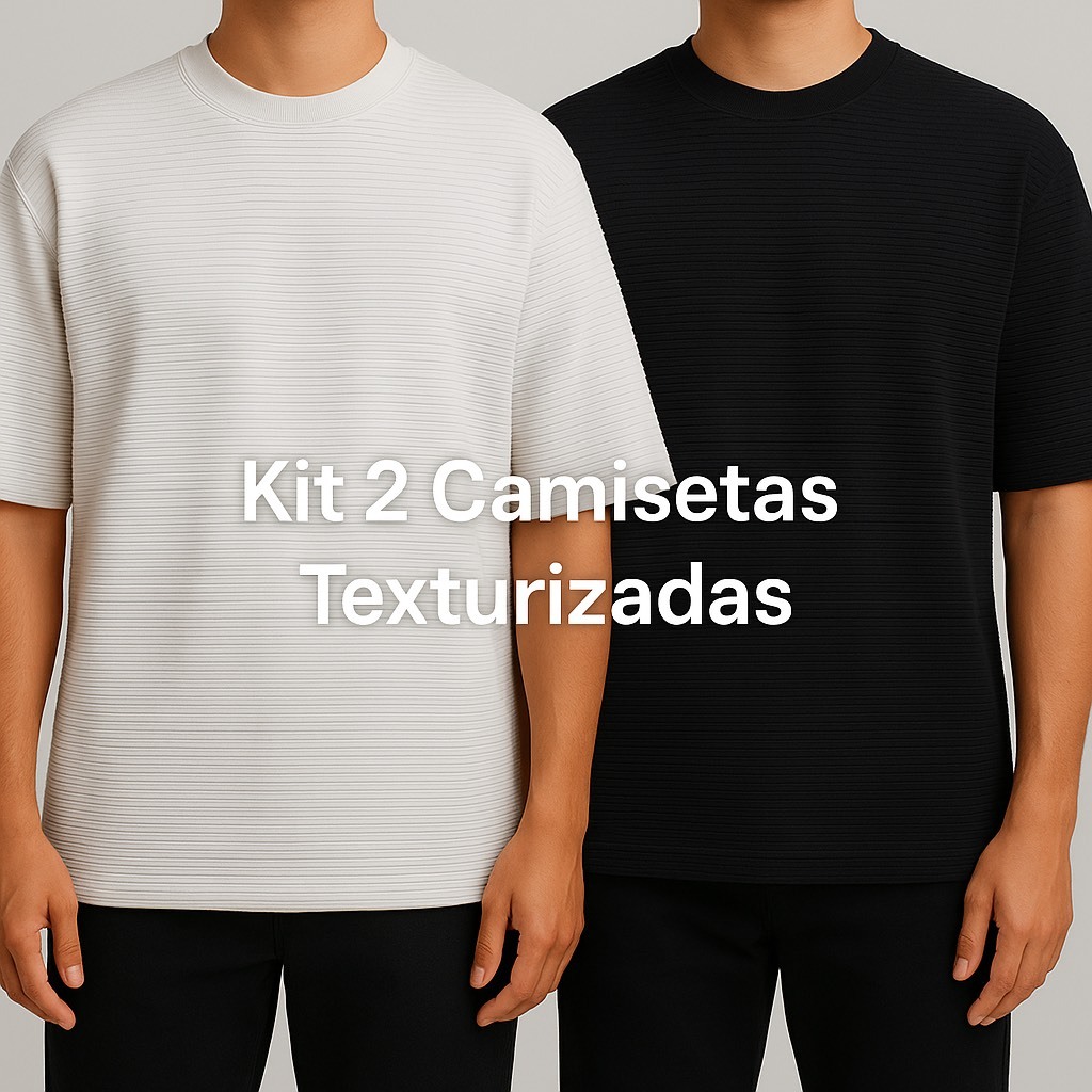 Kit 2 Camisetas Texturizada Oversized camisa Premium Off white - Preta Textura Modelo de luxo Artistas BALY