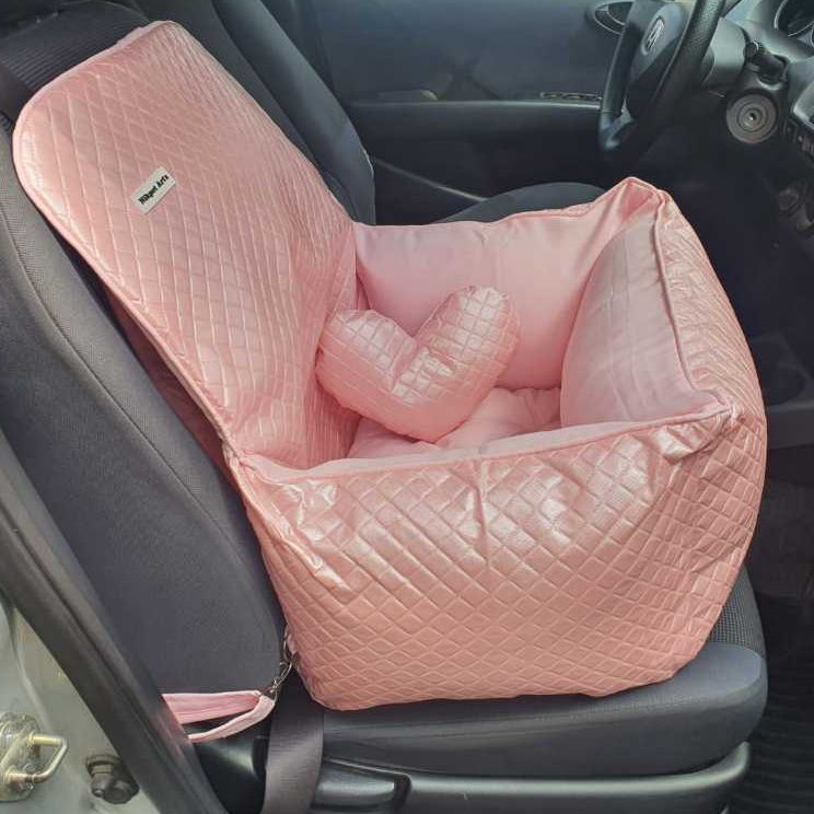 Cadeira Assento Carro P/ Cão Gato Pet Até 10kg Segurança Para Viagem Com Cinto e Trava No Banco Cama Caminha Almofada