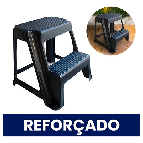 Banqueta Escada De 2 Degraus Banco Plástico Forte Tramontina Acabamento Da Estrutura Preto Cor Preto em Oferta na Shopee