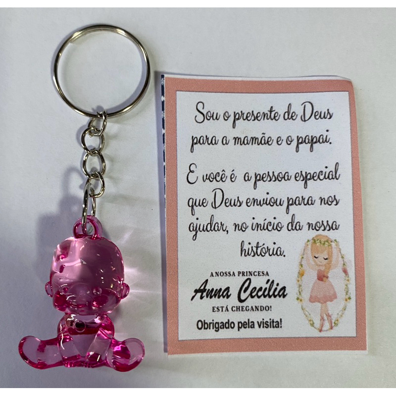 30 Chaveiros Lembrancinha Chá de Bebê + Tag+ Saquinho/ideal chá de bebê/Revelação/Chá de fraldas etc