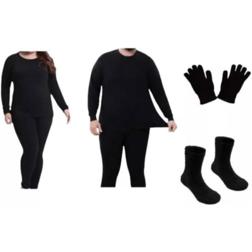 Roupa Térmica Plus Size Masculina ou feminina Blusa Com Calça Peluciados meia luva pijama forrado flanelado segunda pele