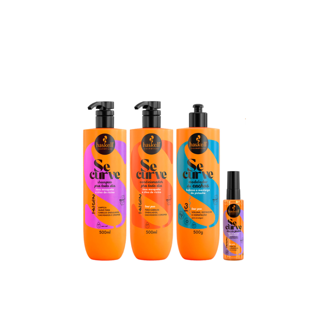 Shampoo, Condicionador, Modelador de Cachos e Oleo do Poder Se Curve Haskell kit