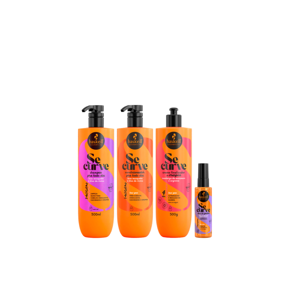Shampoo, Condicionador, Finalizador de Crespos e Oleo do Poder Se Curve Haskell kit