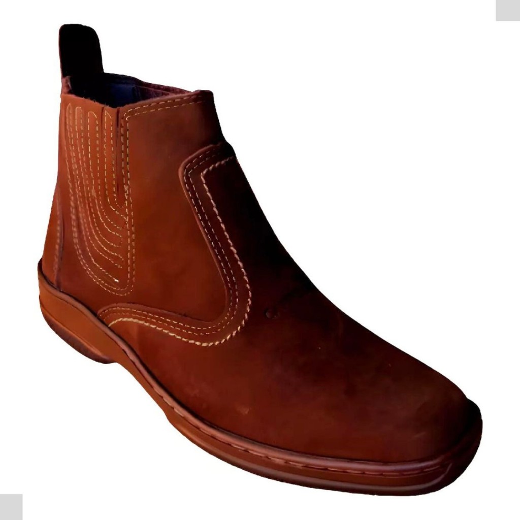Bota Country Casual Couro Nobuck Botina Trabalho Serviço Passeio Botina Leve Macia Resistente 2520