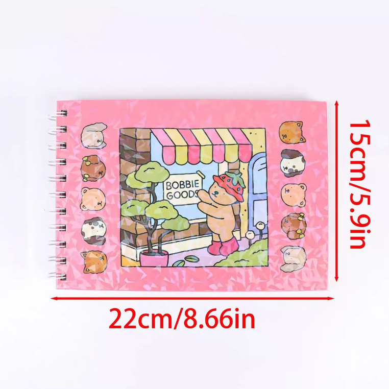 Livro de colorir Bobbie Goods - 50 Folhas imagens, capa mole holográfica, formato A5 220g