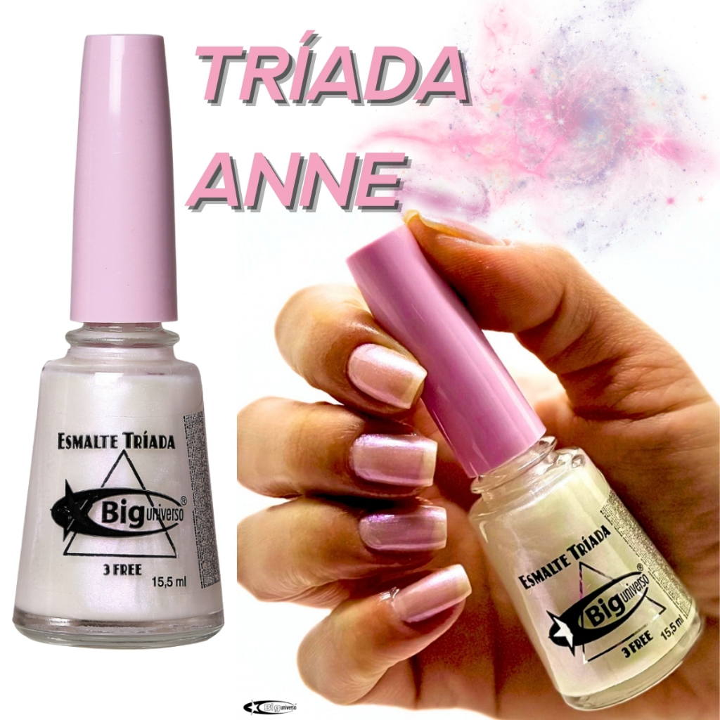 Esmalte Rosé Transparente com Glitter Triada Anna 3 Free Rosado 15,5mL - Big Universo