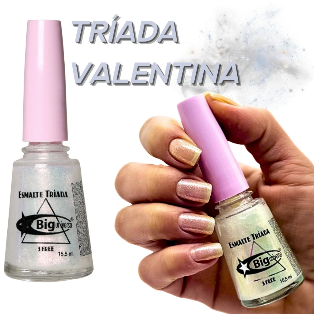 Esmalte Prateado com Glitter Triada Valentina 3 Free 15,5mL - Big Universo