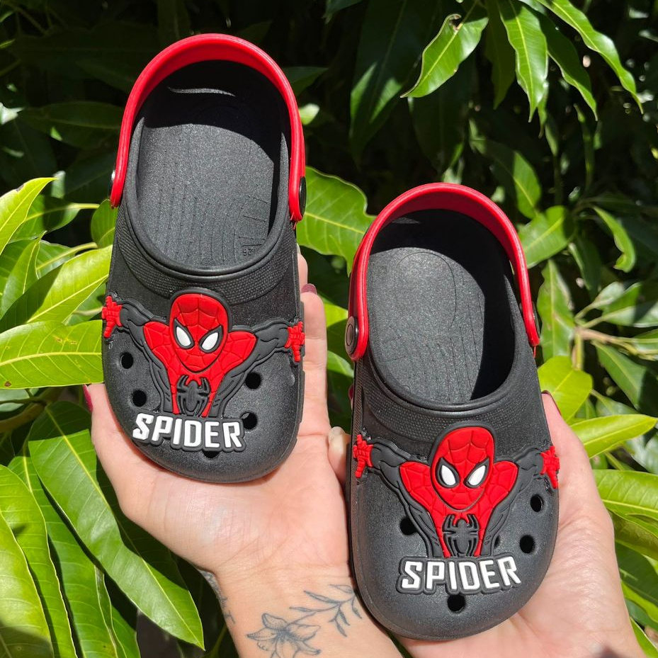Sandália Papete Babuche Infantil Menino Spider Homem Aranha Preto Promoção