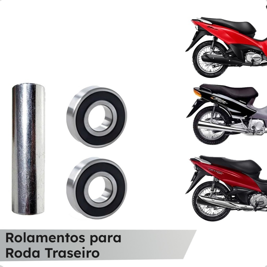 Kit Espaçador com Rolamentos Traseira para Biz 100/110/125