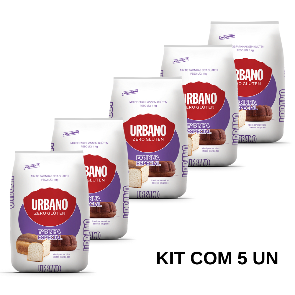 Kit Mix de Farinhas Sem Glúten Urbano 5x1 Kg em Oferta na Shopee