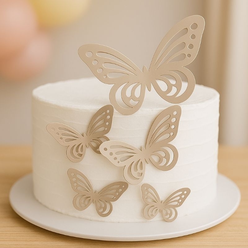 Kit de Aplique de Borboletas no Lamicote para decorar bolos e lembrancinhas - Decoração de Festas