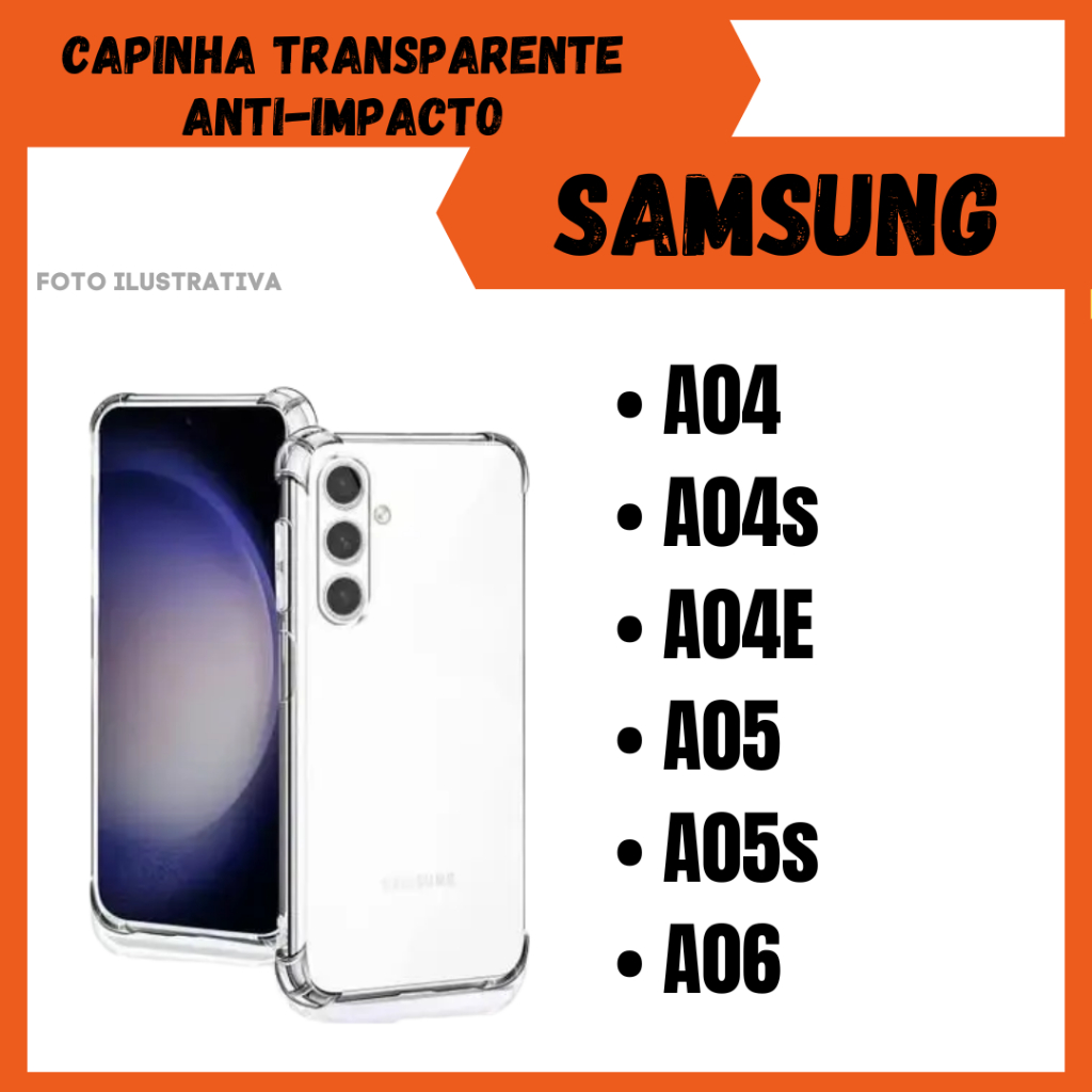 Combo Samsung A04 / A04s / A04E / A05 / A05s / A06 / Capa transparente + Película Cerâmica 9D / CM26/KT05.