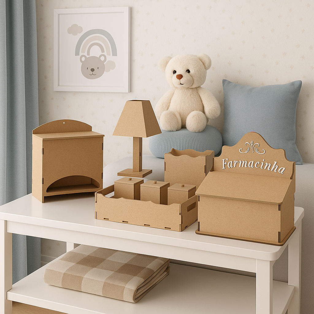 Kit Higiene LISO Desmontado Mdf Cru Decoração