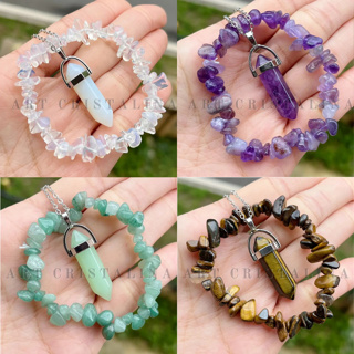 Colar + Pulseira de Cristais Naturais Pedras Semi Preciosas - Ametista, Sodalita, Quartzo. em Oferta na Shopee