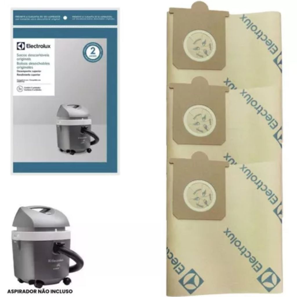 Kit Saco Para Aspirador de Pó Electrolux Hidrovac Original 3 Unidades