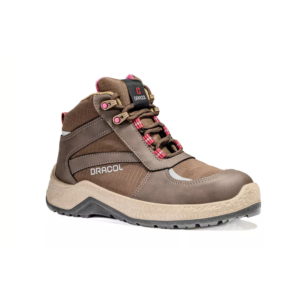 Bota Botina Feminina Bracol Jade Calçado de Segurança Biqueira PVC EPI Proteção Marrom CA 42307
