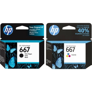 Kit Cartucho Tinta Original Hp 667 Preto/colorido 2376 2774 em Oferta na Shopee
