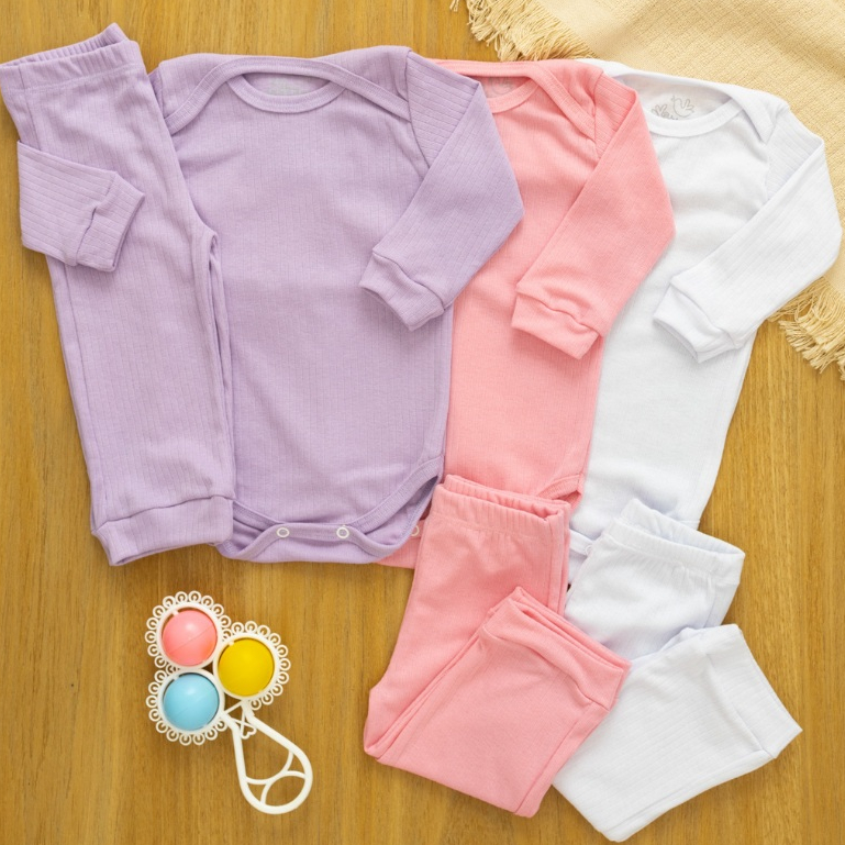 Kit 6 Peças Pagão Bebê Canelado Body e Calça MP001KIT3-MS-C2