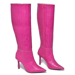 Bota Feminina Bico Fino Via Marte Salto Agulha Salto Fino Boho Western Country Confortável Leve