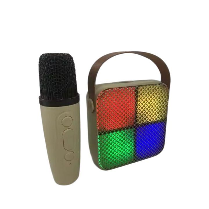 Mini Caixa de Som Led Karaokê Bluethooth Com 2 Microfone Sem Fio Portátil P.HQ