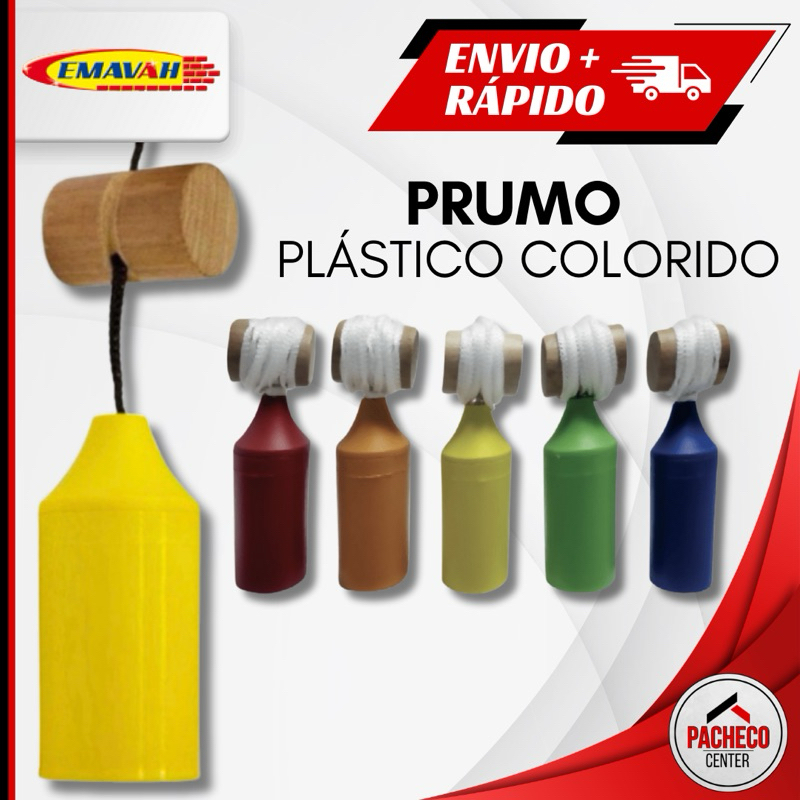 Prumo de Plástico Pedreiro Pvc Reforçado Colorido 300gr Emavah em Oferta na Shopee